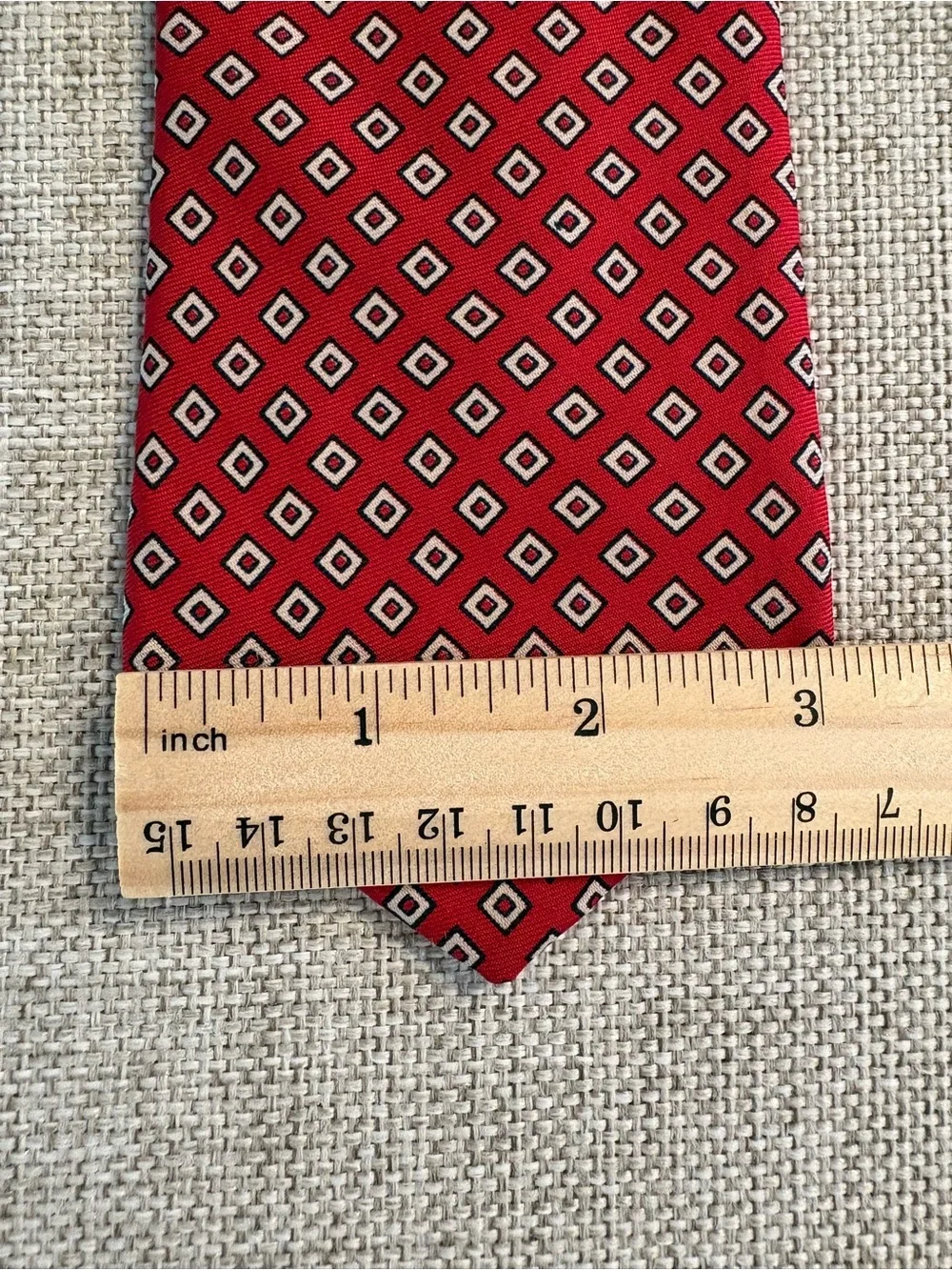 Vintage Atkinsons Irish Silk Tie Red Geometric Made Ireland 3” Sign O’ Whale